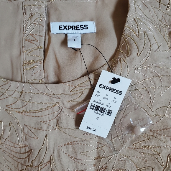 Express sleeveless top- Sz SM - Tan/Cream w/ gold - Picture 4 of 6